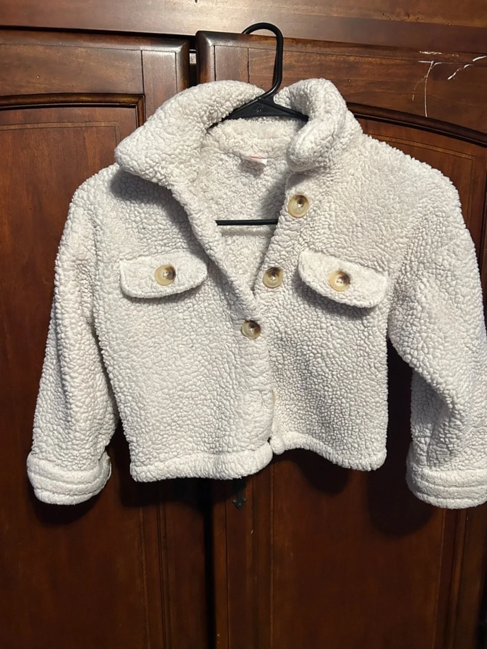 Wonder Nation Cream Sherpa Button-Up Jacket for Kids